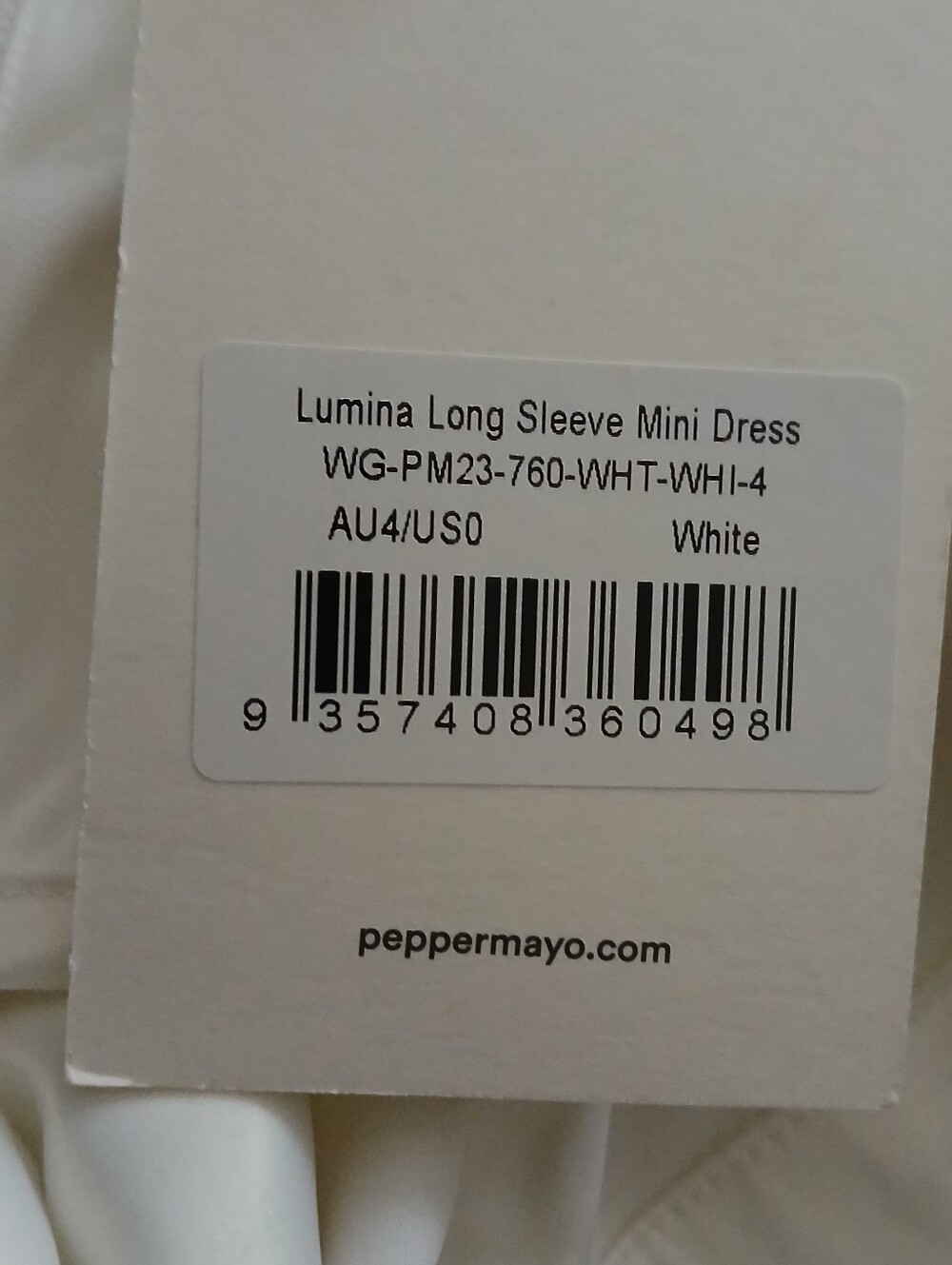 Peppermayo  Lumina Long Sleeve Mini Dress White Women's Size AU4/US 0 - Picture 4 of 16
